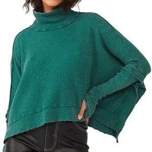 Free People Moon Daisy Thermal Pullover-- Green